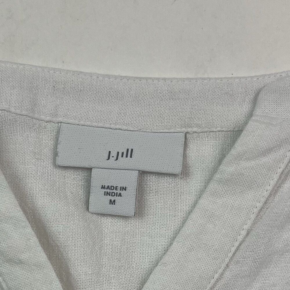 J Jill Linen Tunic Top M White Blue Striped - Picture 4 of 12
